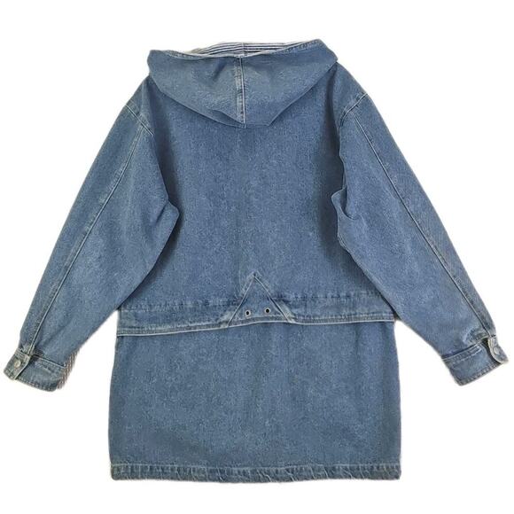 Vintage Andy John’s ~Woman Size M~ Blue Denim Zip Up Hoodie Jacket Unlined. - Picture 9 of 11